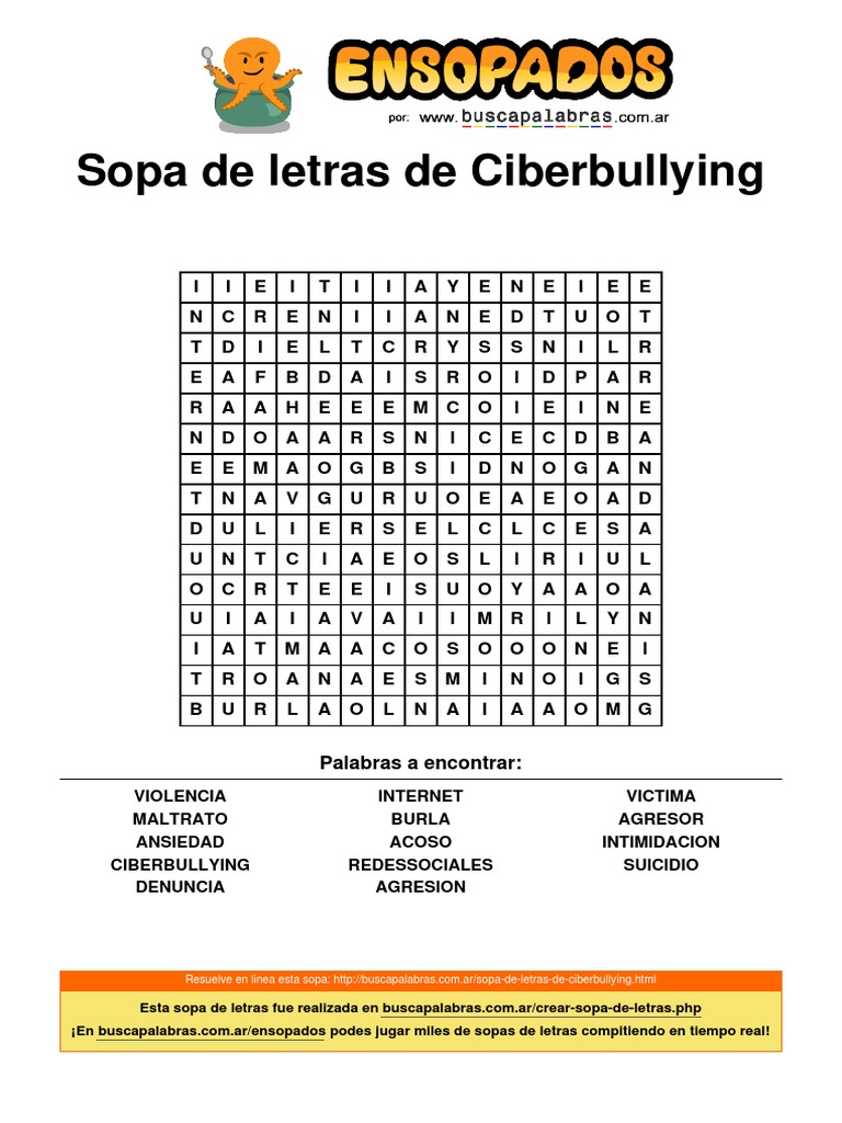 Sopa de Letras de Ciberbullying | PDF
