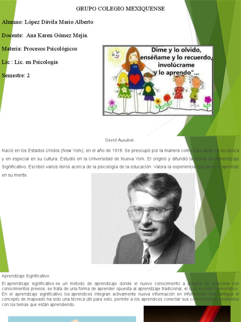 Aprendizaje Significativo de Ausubel | PDF | Aprendizaje | Ciencia ...