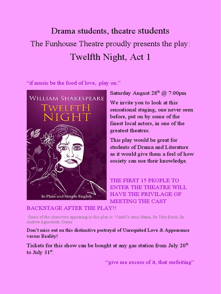Twelfth Night Advertisment PDF