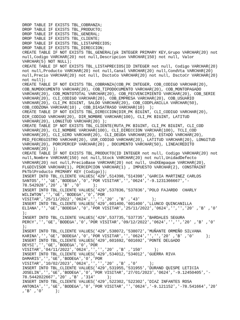 Estructura de Tablas SQL para Gestión de Clientes | PDF | Modelo de datos
