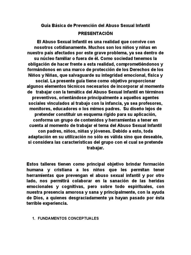 Prevención del Abuso Sexual Infantil | PDF | Abuso infantil | Abuso ...
