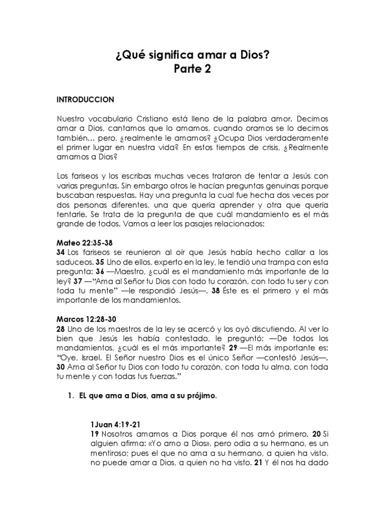 Devocional 6 Qué Significa Amar A Dios 2 PDF Amor