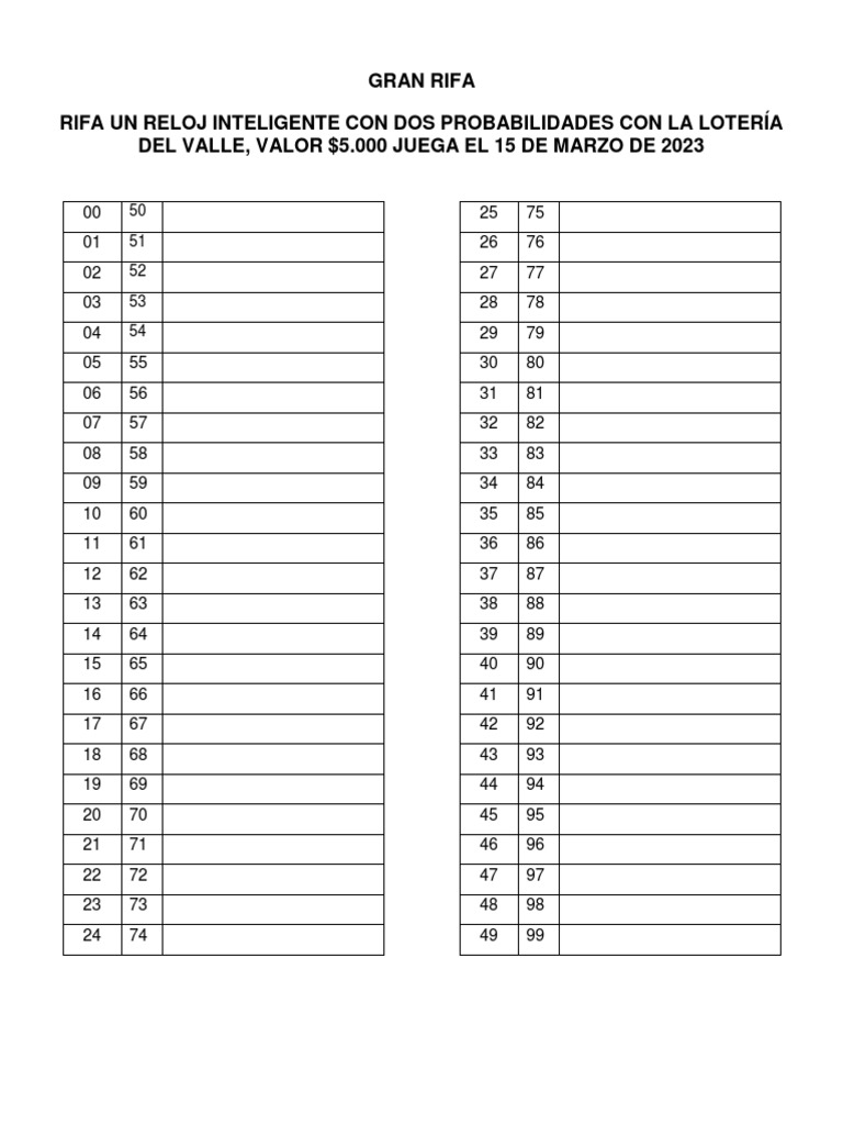 Rifa de Reloj con Dos Probabilidades | PDF