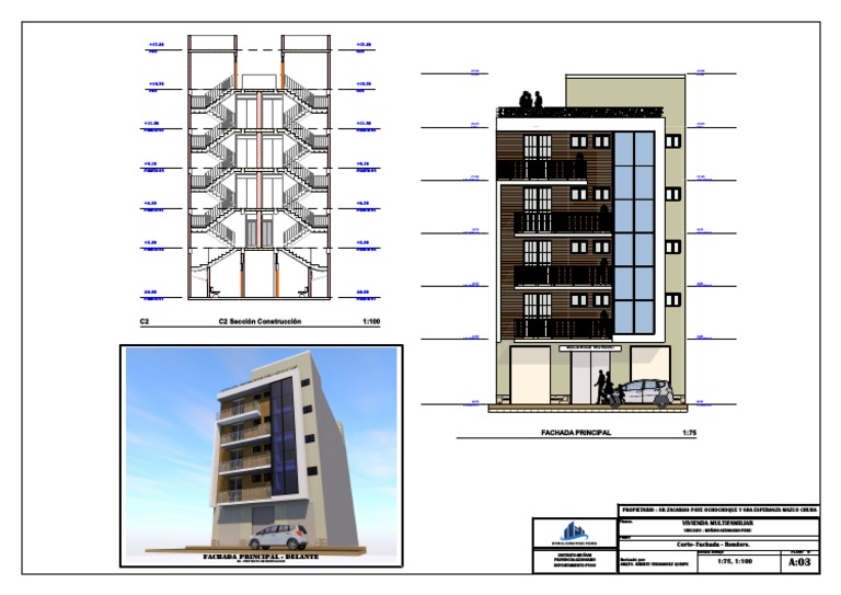 02 Plano Corte y Fachada | PDF