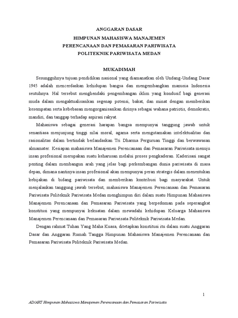 AD/ART HIMA MPPP Politeknik Pariwisata | PDF | Karier & Perkembangan ...
