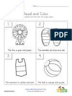 Summer Read Color Worksheet