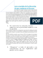 Los 20 Errores Cruciales de La Dirección Comercial Que Conducen Al Fracaso