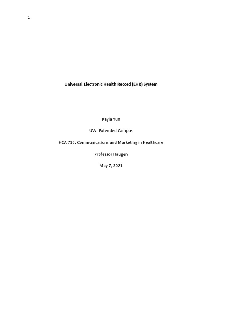 Universal EHR Proposal for Healthcare | PDF | Electronic Health Record ...
