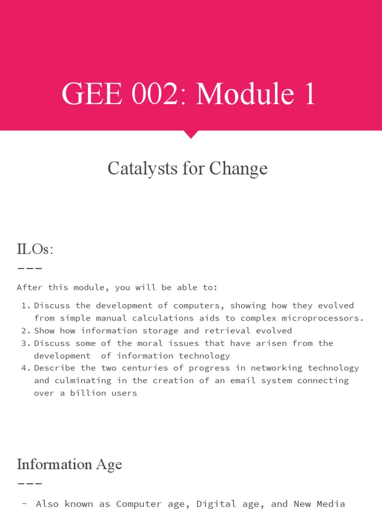 GEE 002 Module 1 Catalysts For Change PDF Packet Switching