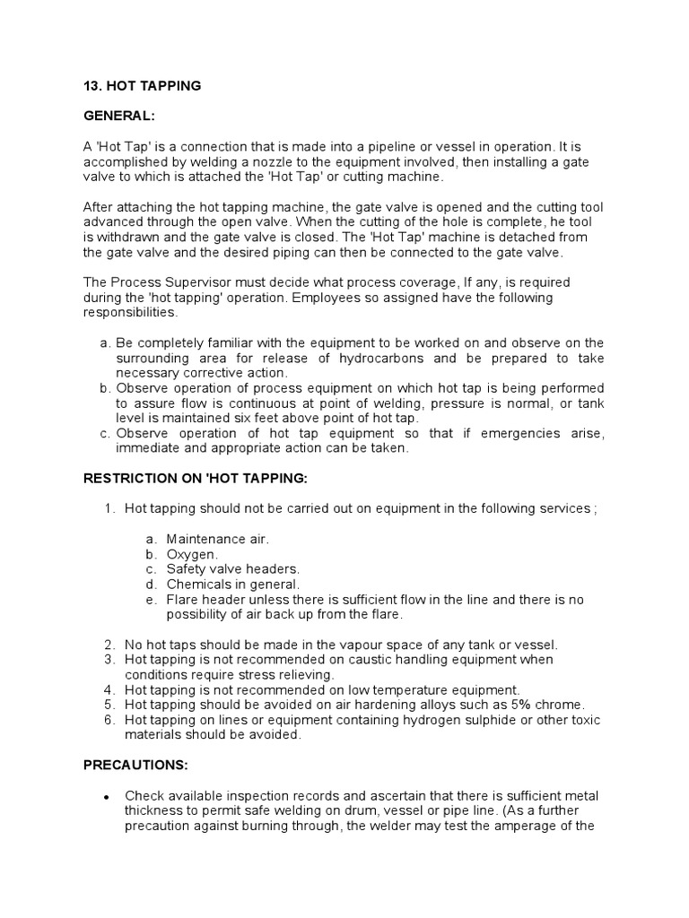 A Comprehensive Guide to Performing Hot Tapping Operations Safely PDF