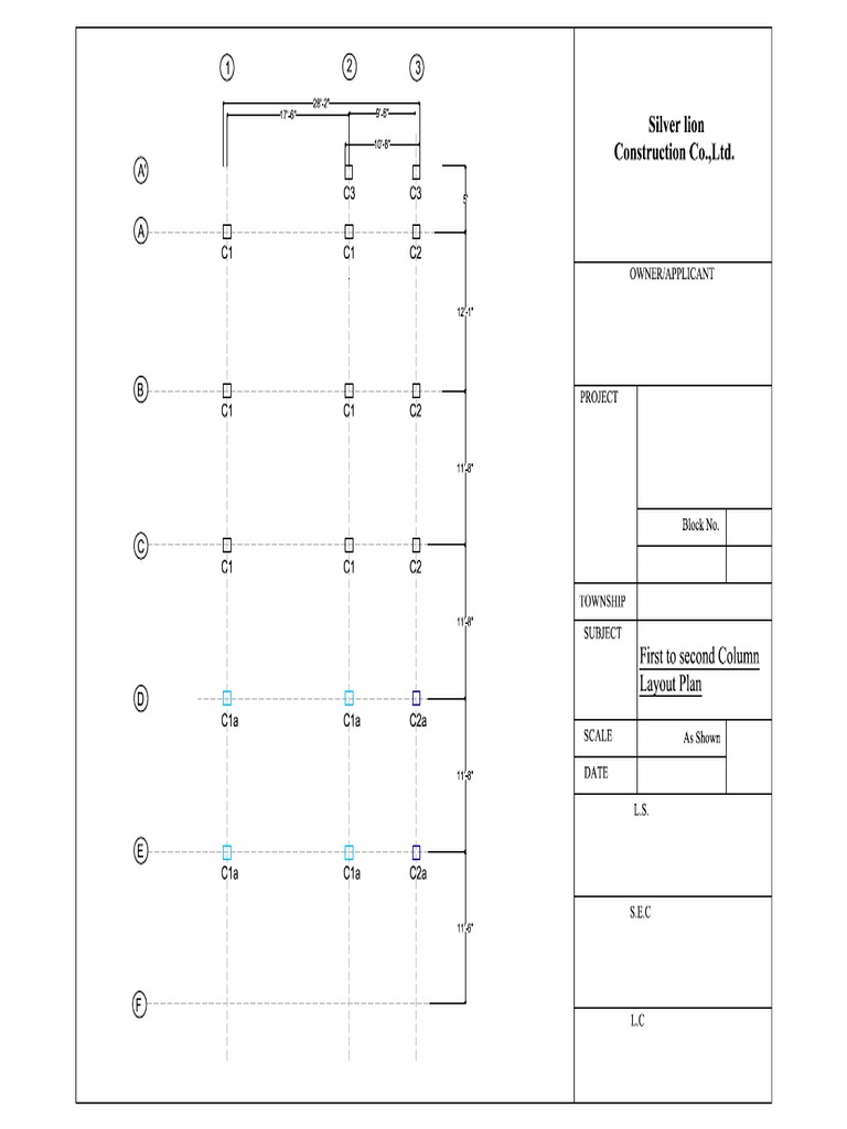 Beam Column Layout Plan for Silver Lion | PDF