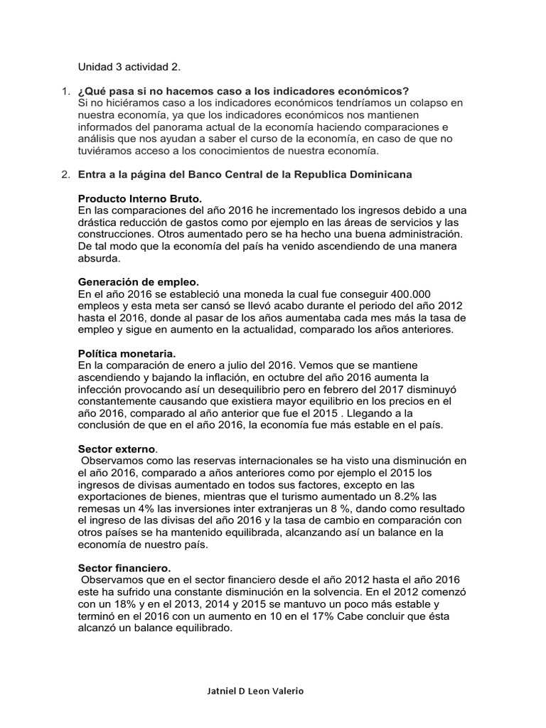 Unidad 3 Actividad 2 Economia 1 Pdf Economias Ciencias Económicas