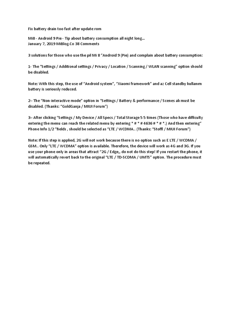 Fix Battery Drain Too Fast After Update Rom PDF