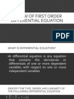 1) Review of First Order Differential Equation