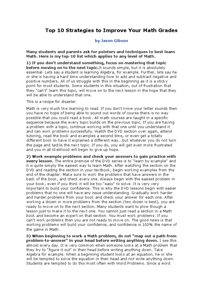 10 strategies for mastering math effective tips for students to