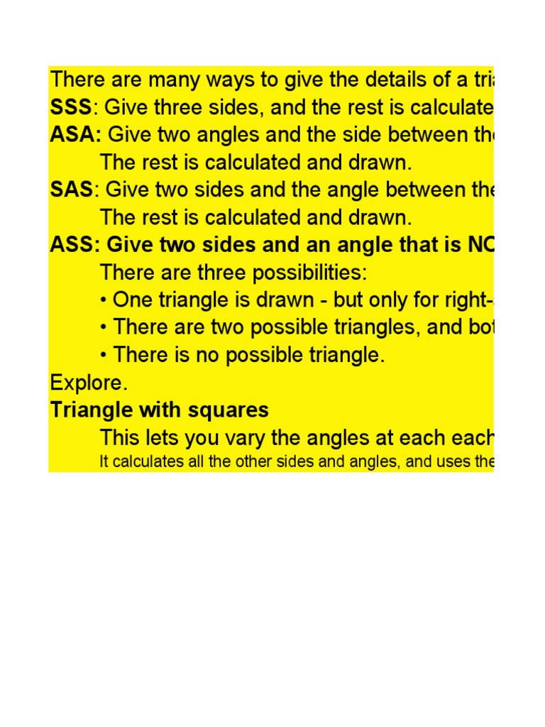 Sine, Cosine and Area Rules | PDF | Triangle | Trigonometric Functions
