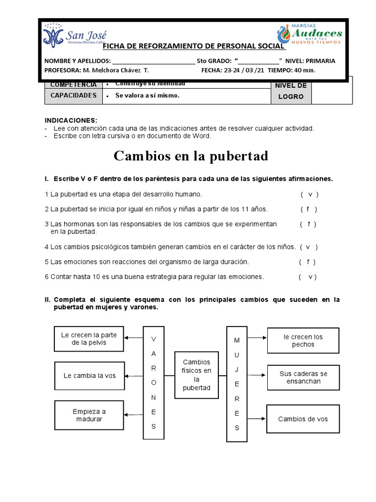 T1S3 FR Cambios en La Pubertad | PDF | Pubertad | Ciencia cognitiva