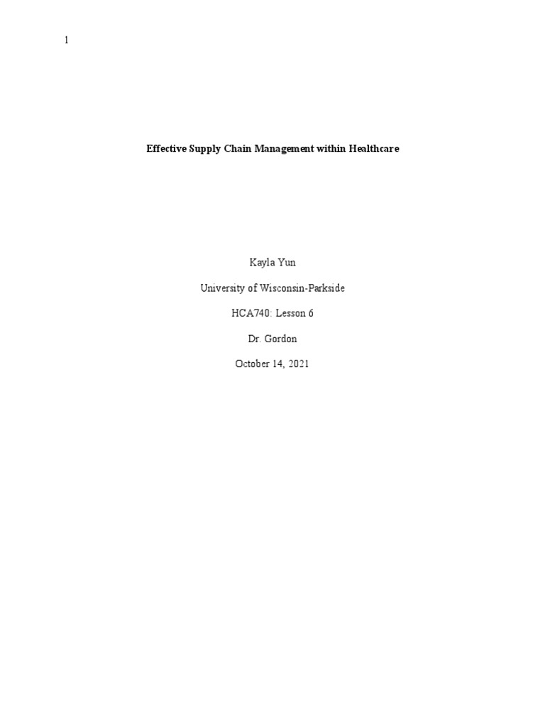 Supply Chain Paper PDF Supply Chain Health Care