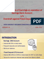 Critical Analysis of Earnings On Operation of Savings Bank Account V/s Overdraft Against Fixed Deposit Account