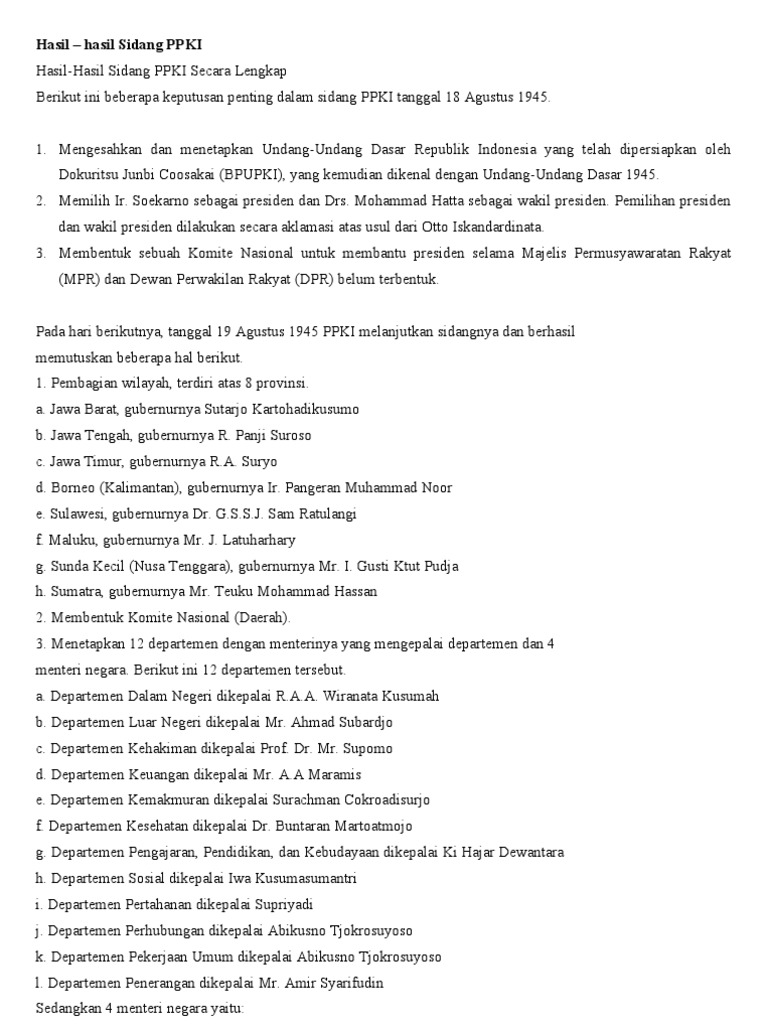 Hasil Sidang Ppki