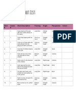 Shot List Template PDF