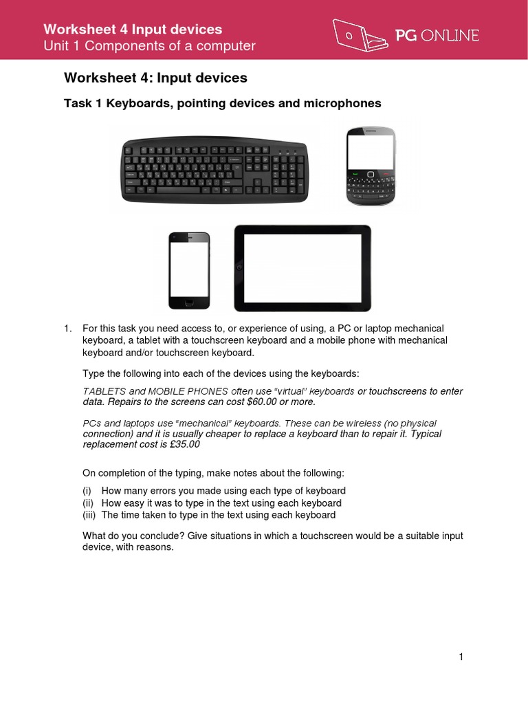Computer Components Worksheet 4 | Download Free PDF | Computer Keyboard ...