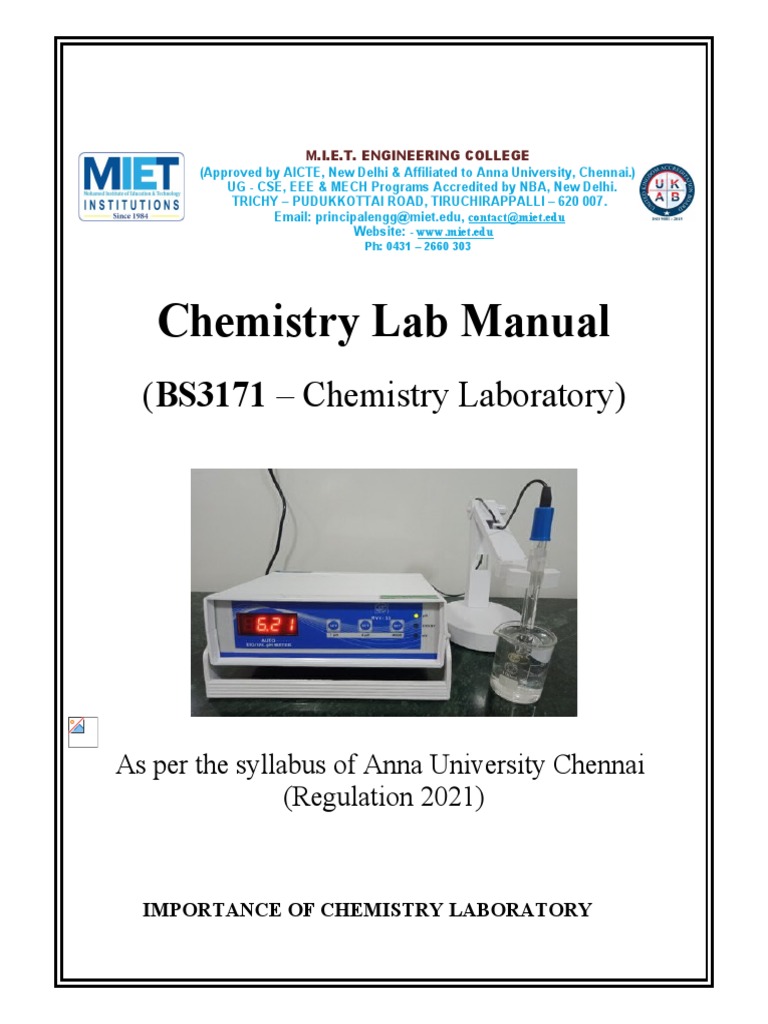 Chemistry Lab Manual PDF Chemistry Titration