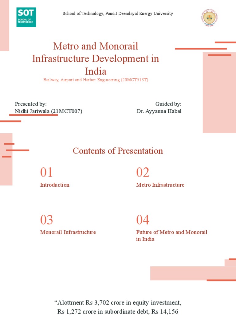 Metro and Monorail Infrastructure Development in India | PDF | Rapid ...