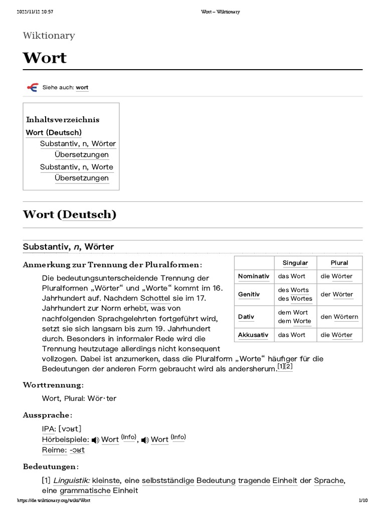 Wort - Wiktionary | PDF