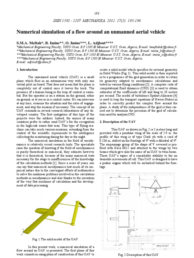 Numerical Simulation of A Flow Around An Unmanned Aerial Vehicle | PDF ...