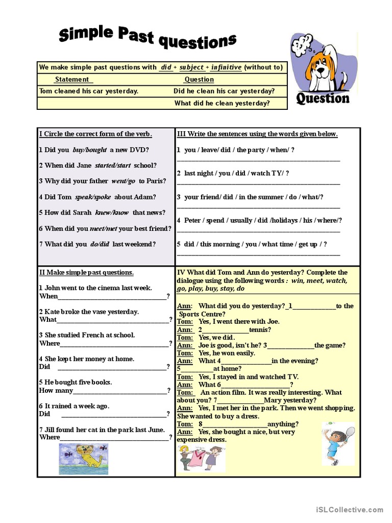Simple Past Questions Exercises | PDF