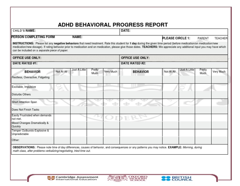 Adhd Behavioral Report | PDF