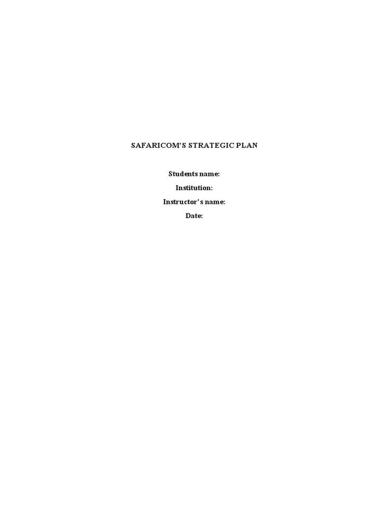 Strategic Plan Analysis Example