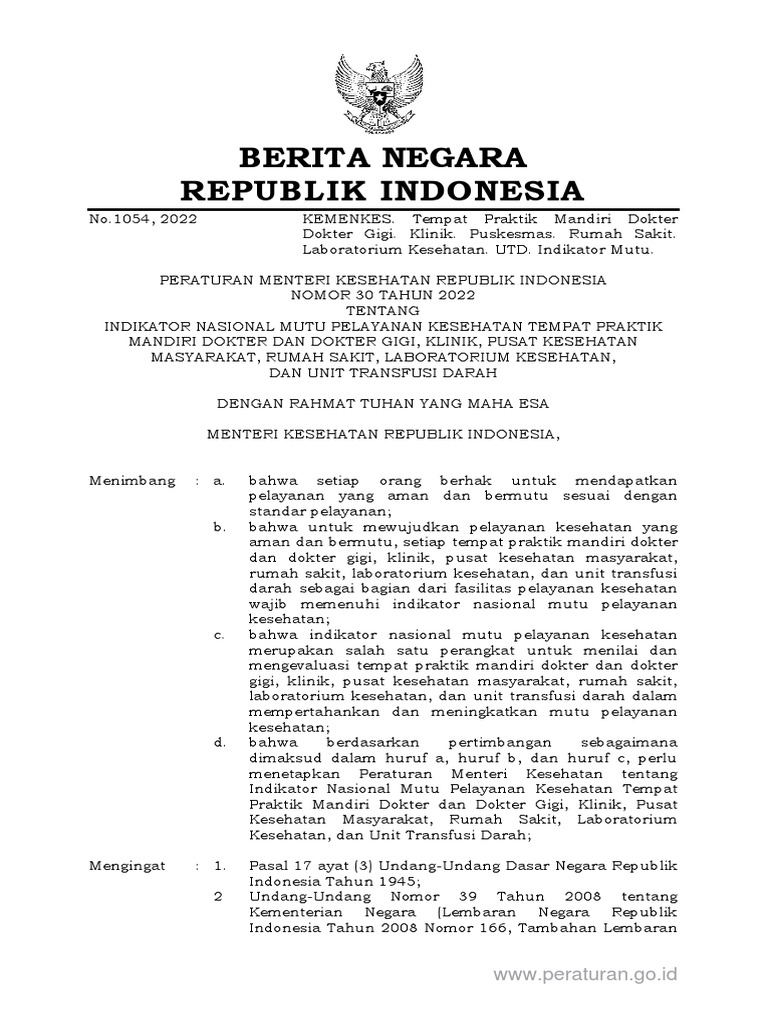 PERMENKES NOMOR 30 TAHUN 2022 Ok | PDF