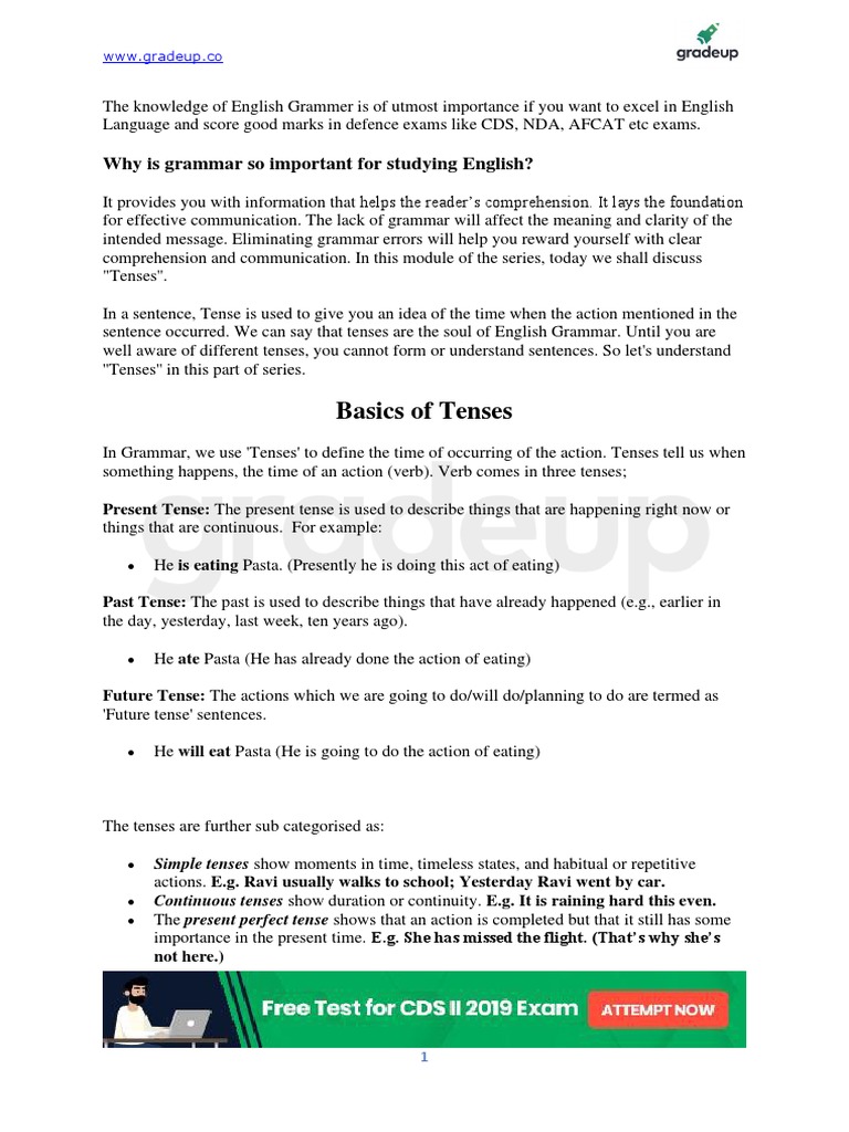 Understanding English Tenses Basics | PDF | Foreign Language Studies ...