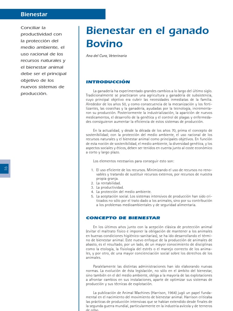 Bienestar Animal en Ganadería Bovina | PDF | Vacas | Bienestar de los ...