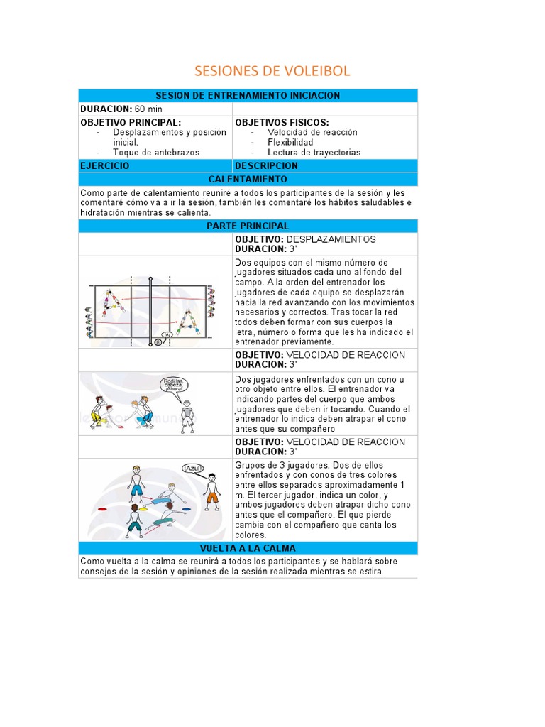 Sesiones de Voleibol PDF Vóleibol Flexibilidad (anatomía)