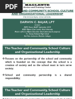 The Teacher and Community School Culture and Organizational Leadership