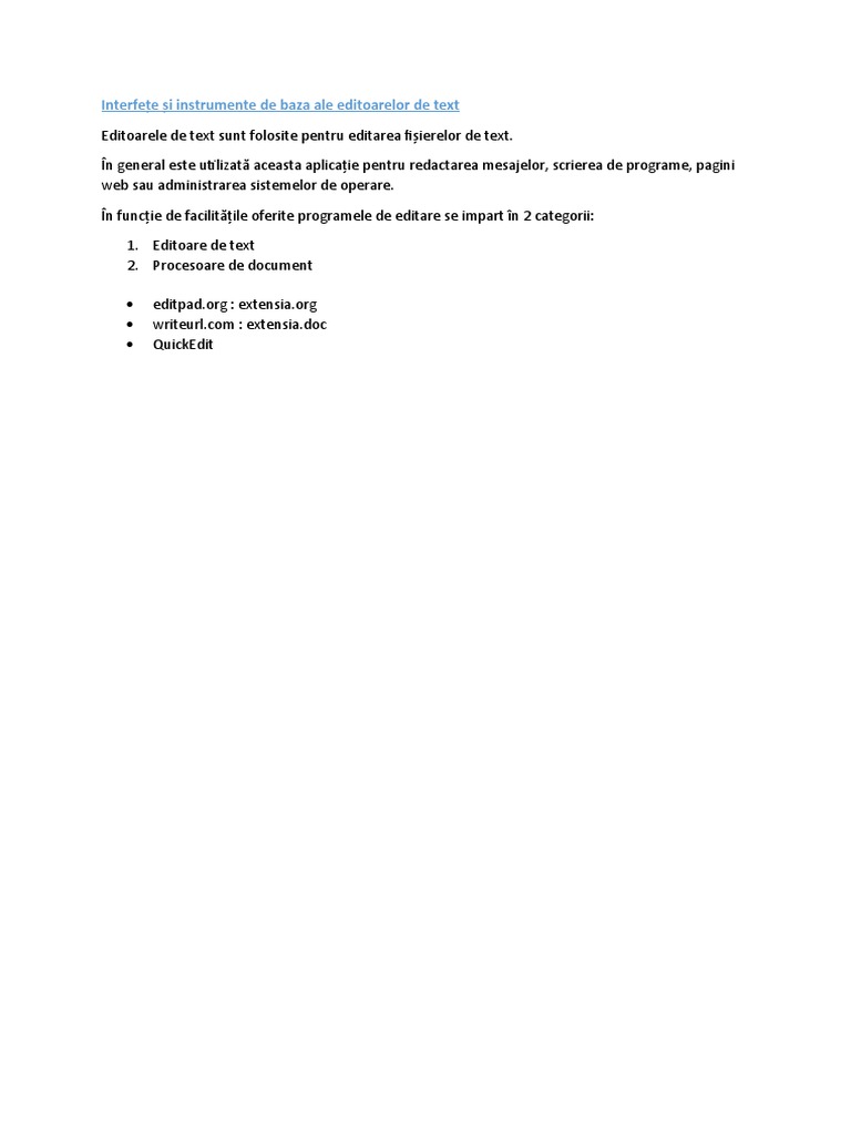 Interfete Si Instrumente de Baza Ale Editoarelor de Text. | PDF