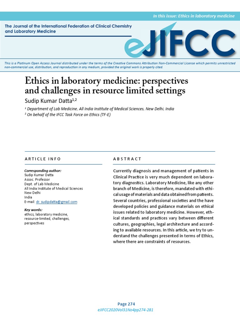 Ethics in Laboratory Medicine PDF Informed Consent Medicine