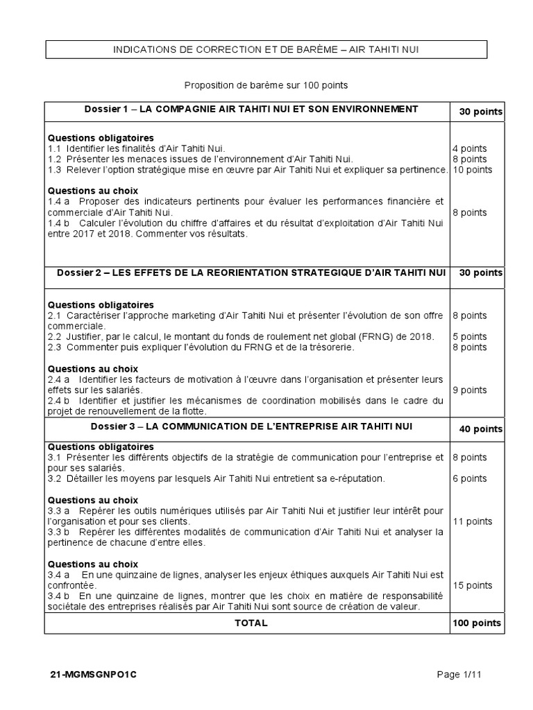 Stmg spe management gestion numerique 2021 polynesie corrige officiel