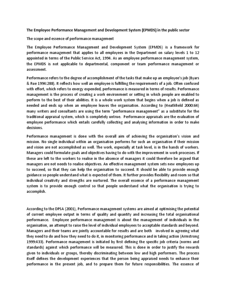 EPMDS: Enhancing Public Sector Performance | PDF | Performance ...
