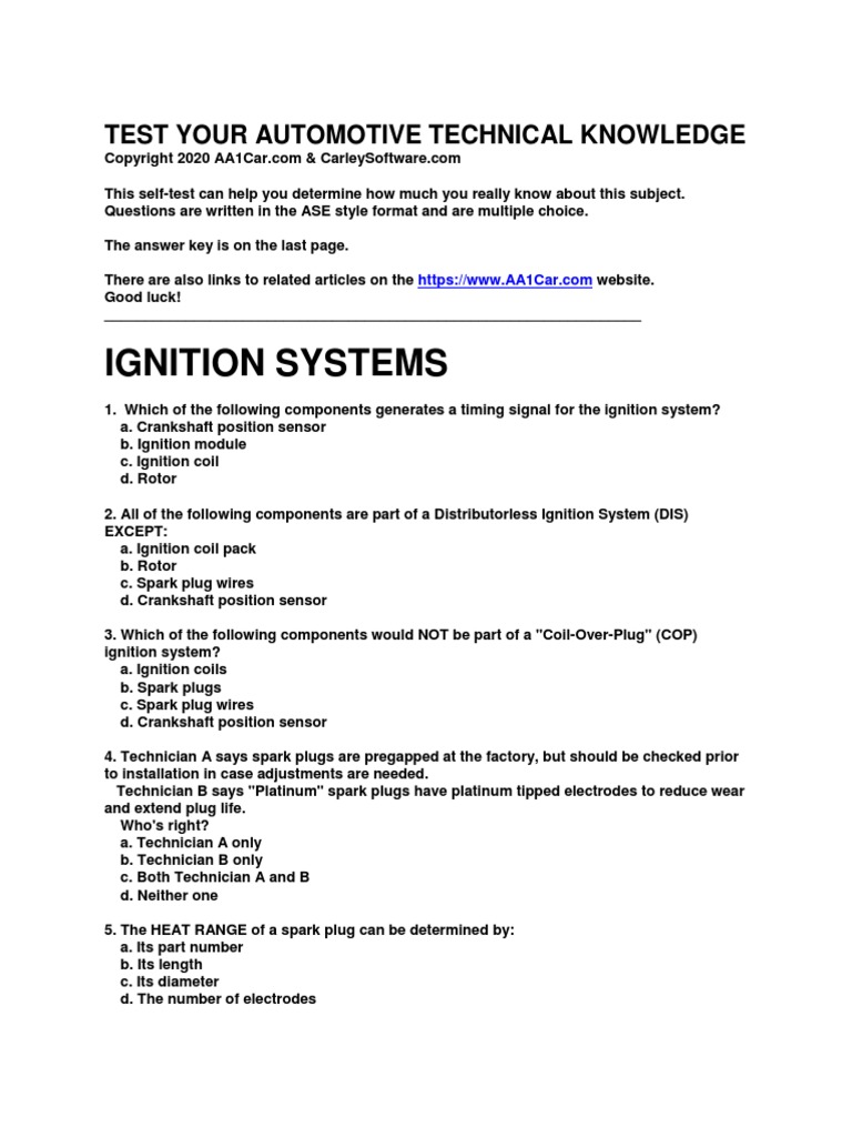 SelfTest Ignition Systems PDF Ignition System Distributor