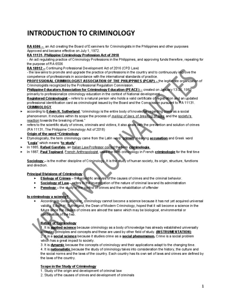 Introduction To Criminology Textbook