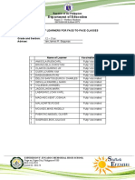 List of Students For F2F