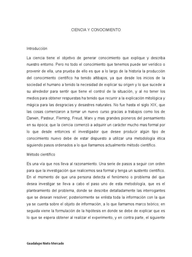 Ciencia y Conocimiento | PDF | Teoría | Conocimiento