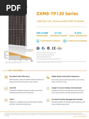 Datasheet ZNShine 605Wp | PDF | Solar Panel | Photovoltaics
