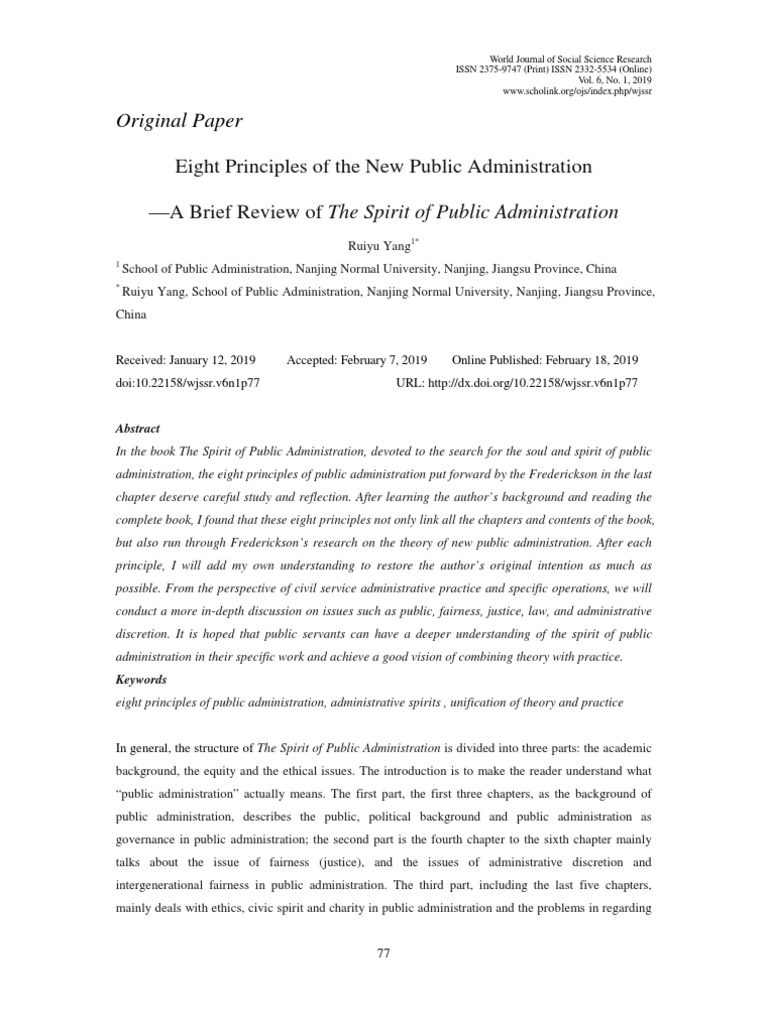 Eight Principles of New Public Administration | PDF | Public ...