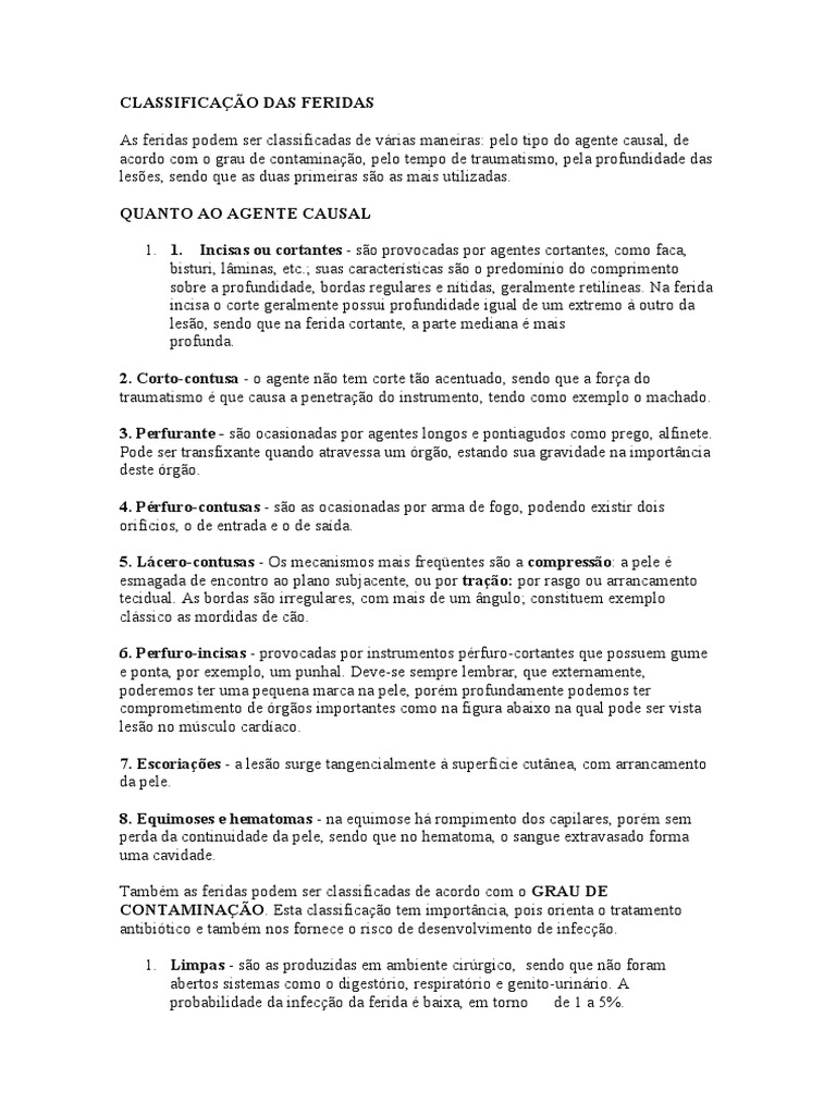 Classificação de Feridas e Cicatrização | PDF | Inflamação | Infecção