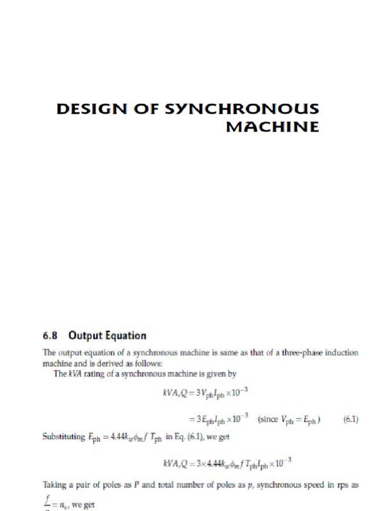 Design of Synchronous Machine | PDF